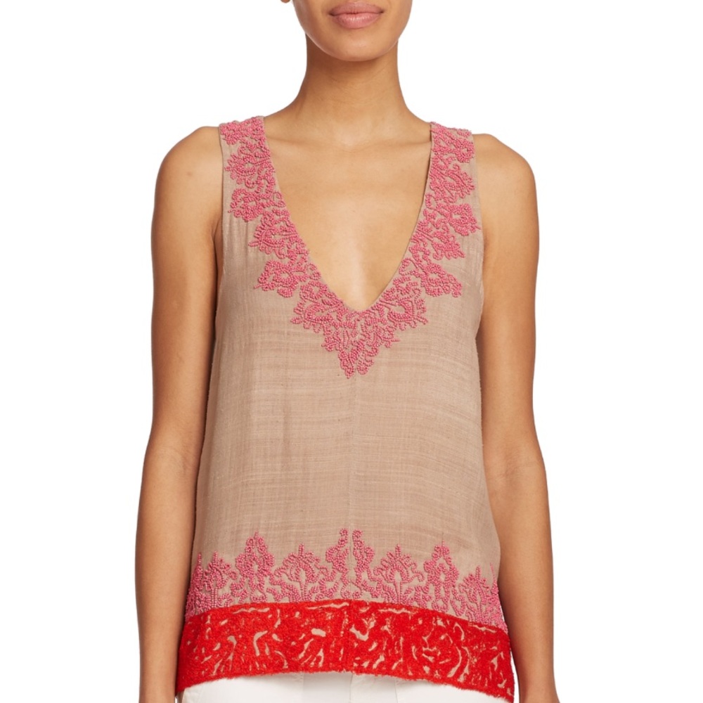 Joie Jules B Sleeveless Beaded Silk Top